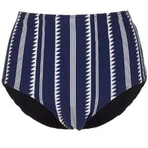 Lemlem Nunu High Waist Bikini Bottom Navy Blue Size Small Bow Tie Swimwear